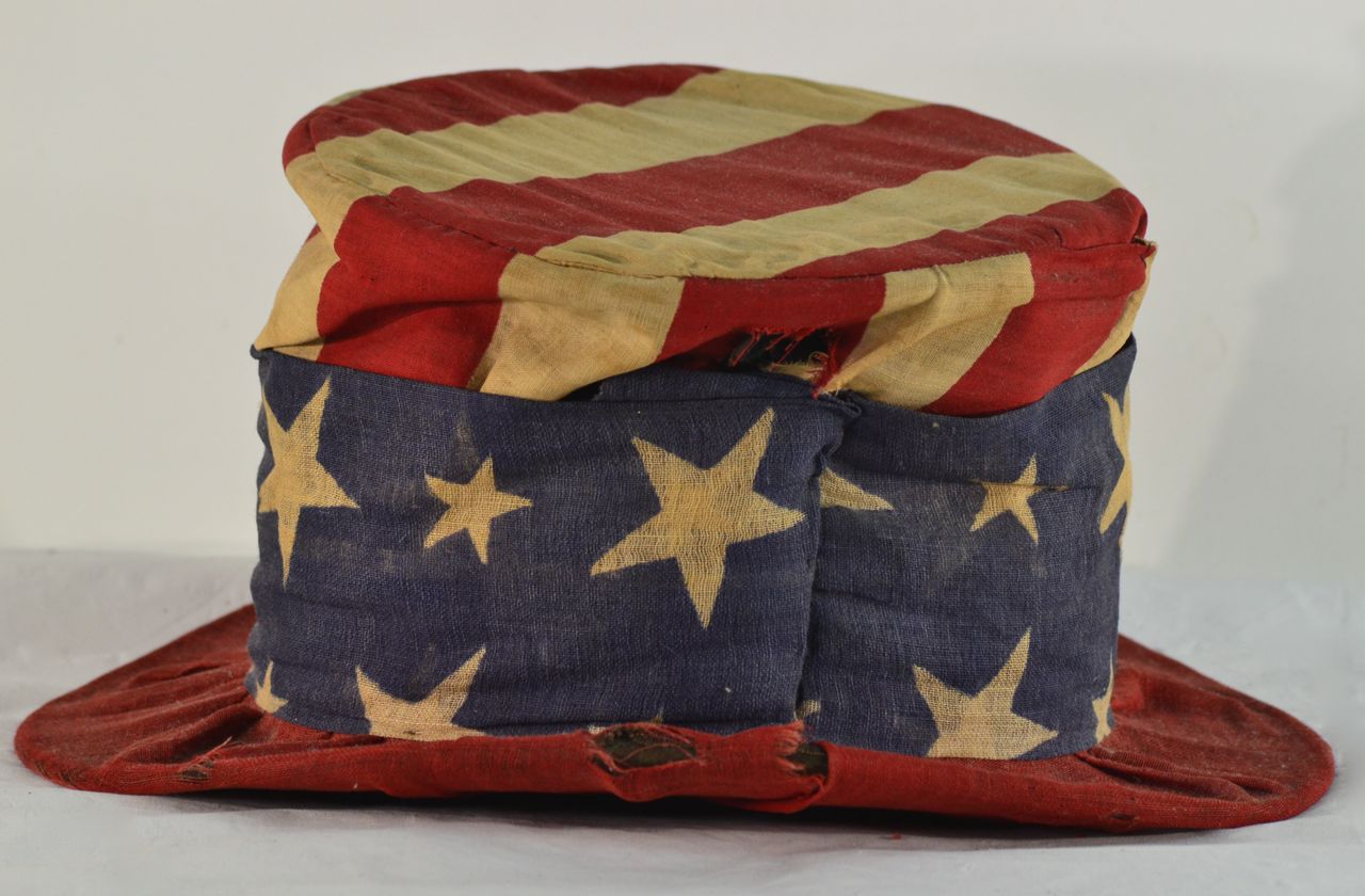 Tina SCRAP Fabric Cotton 9x21 Uncle Sam Hat USA Star Stripe