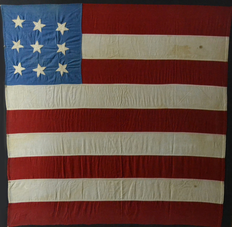 Authentic antique 9 star flag #15752 - Historical Americana